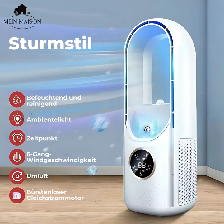 Luvikno | Airevo Luftkjøler | Bladeless USB-vifte | 6 Nivåer | Stille & Med Timer | Luftfukting