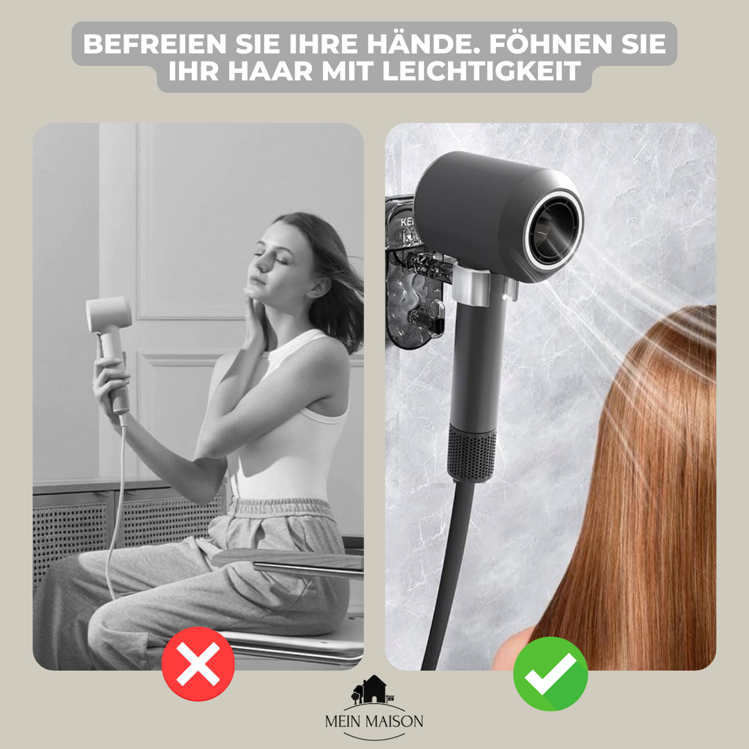 Luvikno | DryFix – Hårføner praktisk tilgjengelig, ingen boring nødvendig!