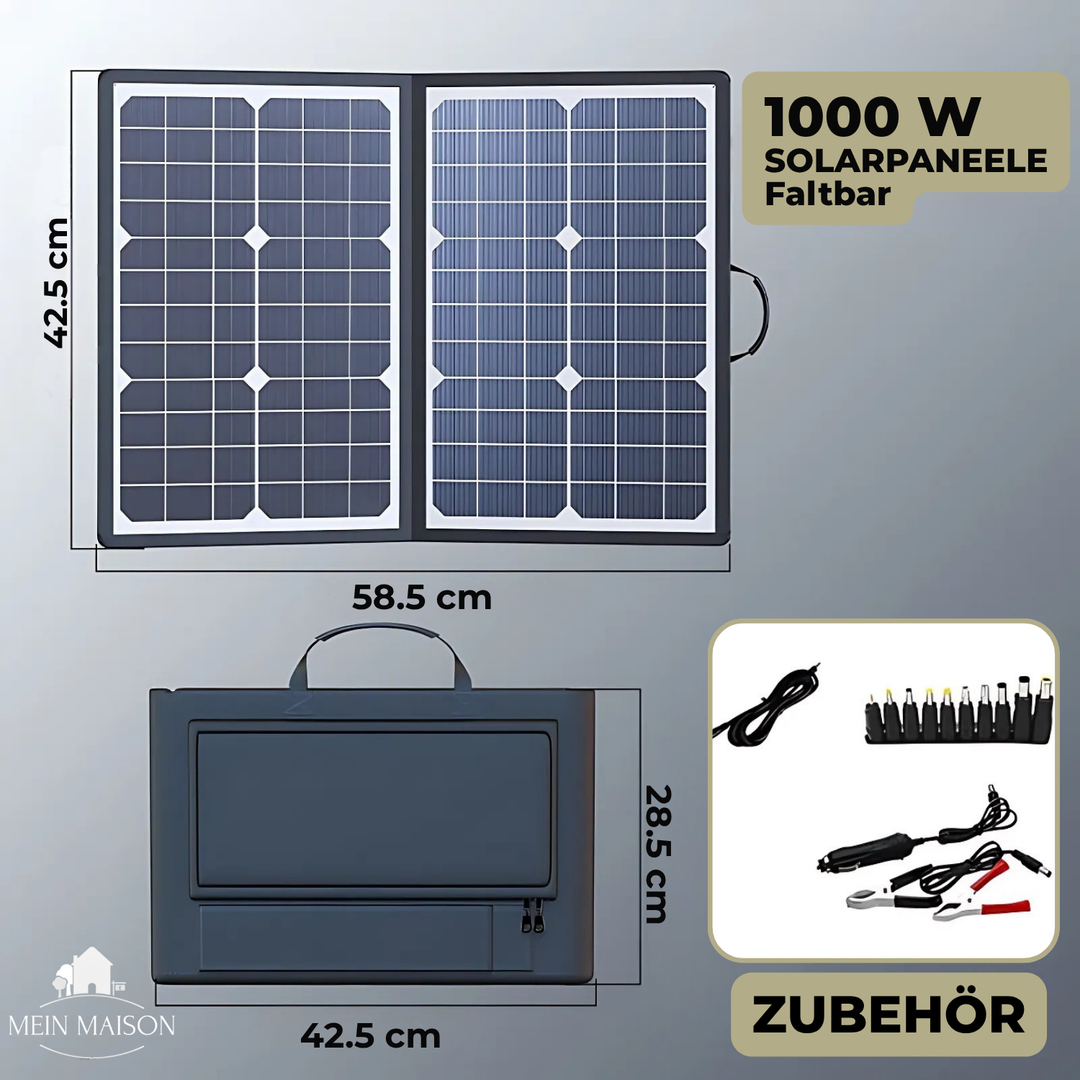 PowerFlex 1000W Sammenleggbart Solpanel – Porterbar Solenergi for Camping og Utendørs | Luvikno