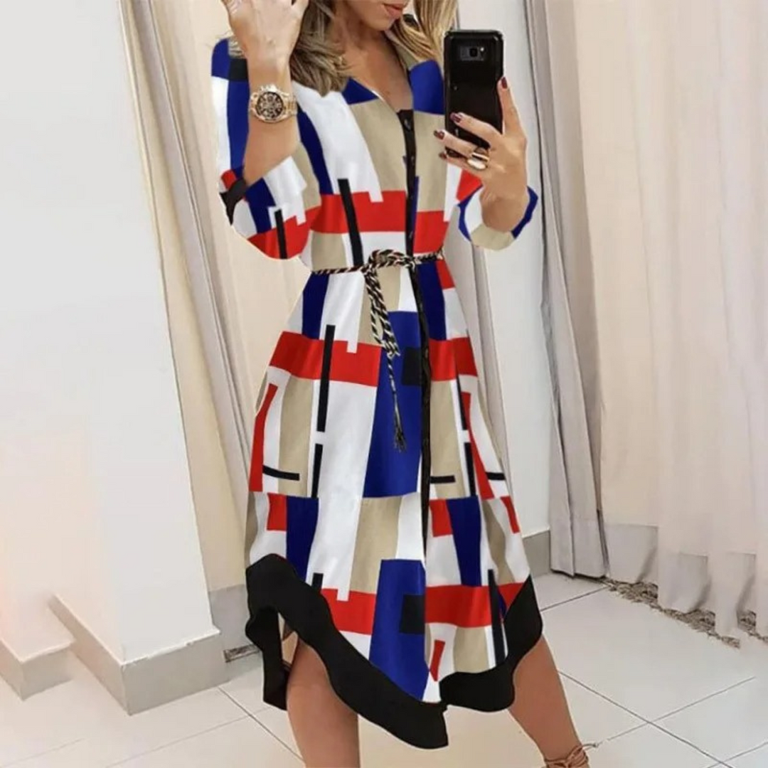 Luvik | Tyylikäs vyöllinen midi-mekko naisille
