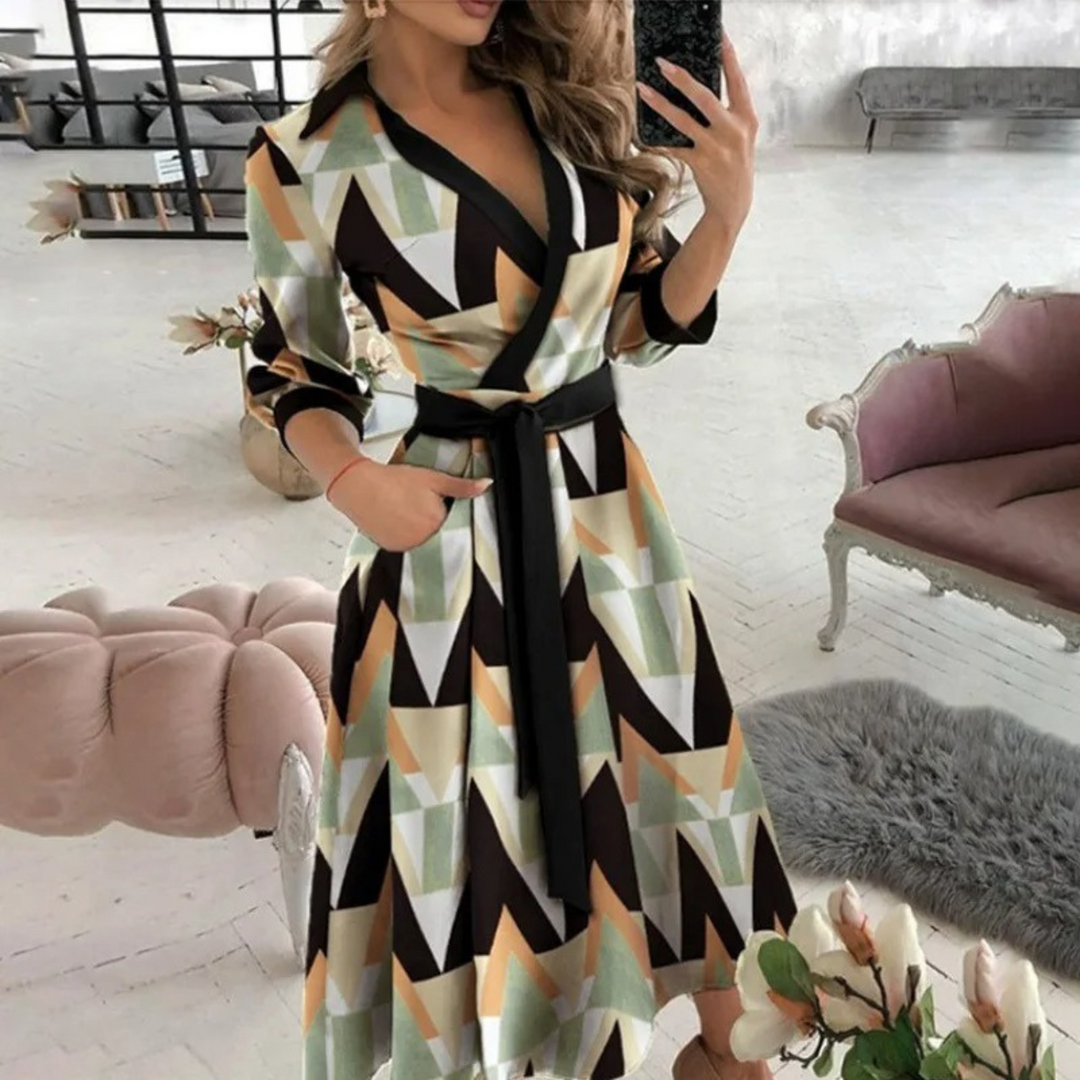 Luvik | Tyylikäs vyöllinen midi-mekko naisille