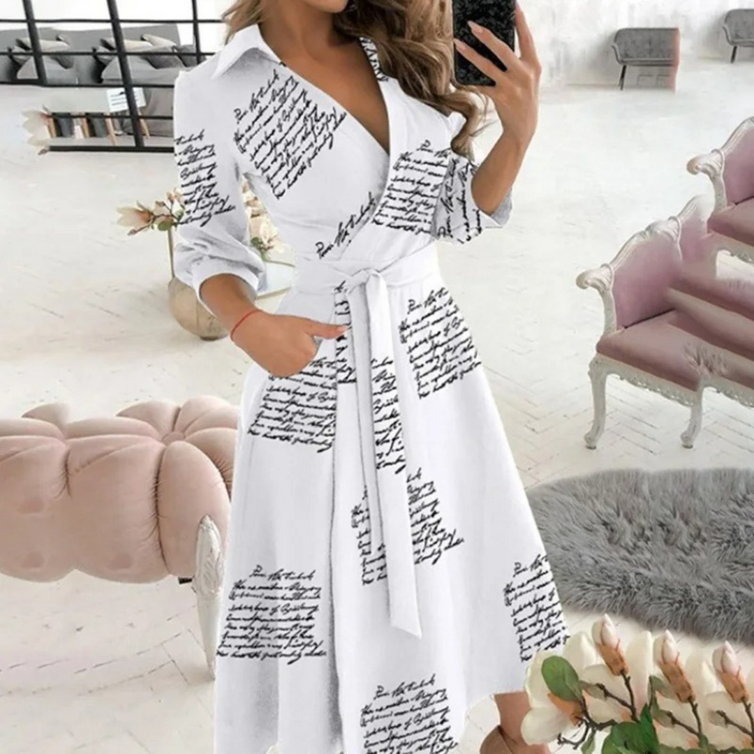 Luvik | Tyylikäs vyöllinen midi-mekko naisille