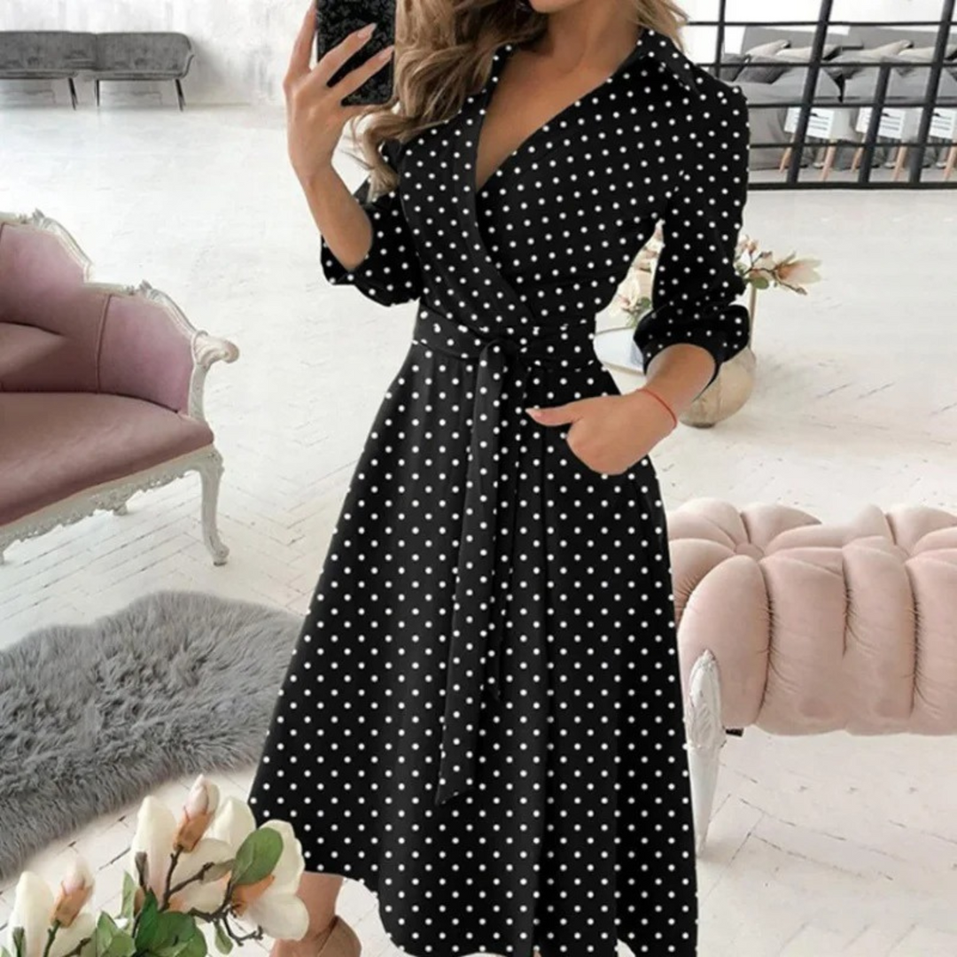Luvik | Tyylikäs vyöllinen midi-mekko naisille