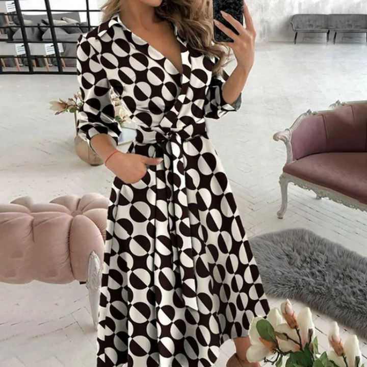 Luvik | Tyylikäs vyöllinen midi-mekko naisille