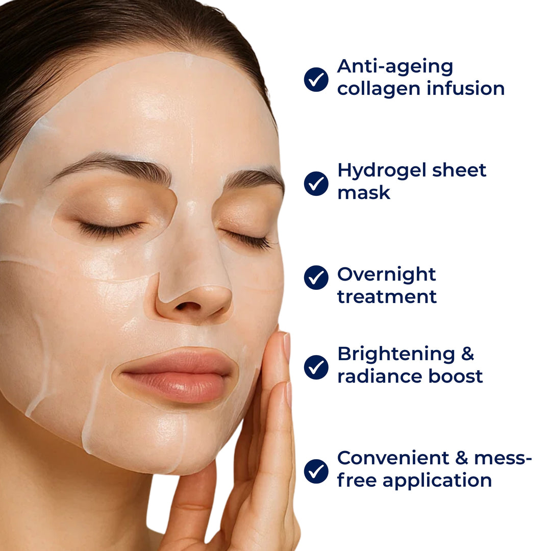 GlowRevive | Kollagen Arkmaske – Hydrerende Nattbehandling – Hydrogel – Anti-Aldring Hudpleie Luvikno