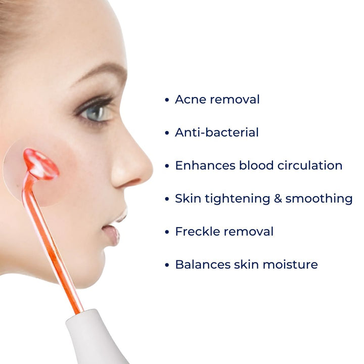 GlowVive Høyfrekvent D'arsonval Beauty Device | for Akne - Anti-Aging - Hudoppstramming - Hårvekst - Hodebunnspleie Luvikno