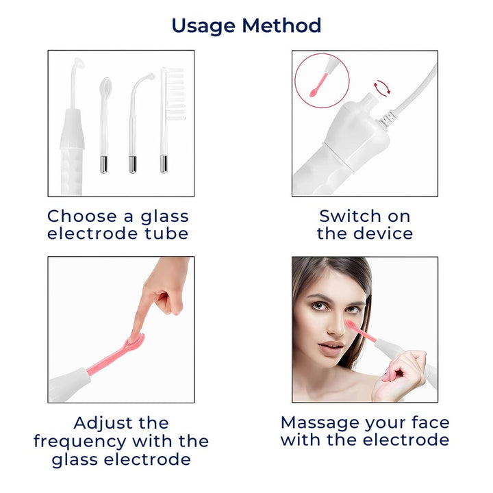 GlowVive Høyfrekvent D'arsonval Beauty Device | for Akne - Anti-Aging - Hudoppstramming - Hårvekst - Hodebunnspleie Luvikno