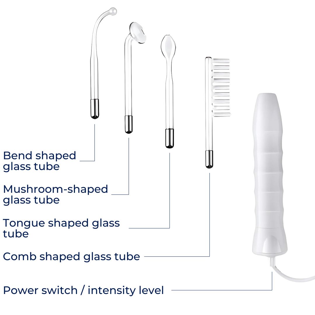GlowVive Høyfrekvent D'arsonval Beauty Device | for Akne - Anti-Aging - Hudoppstramming - Hårvekst - Hodebunnspleie Luvikno