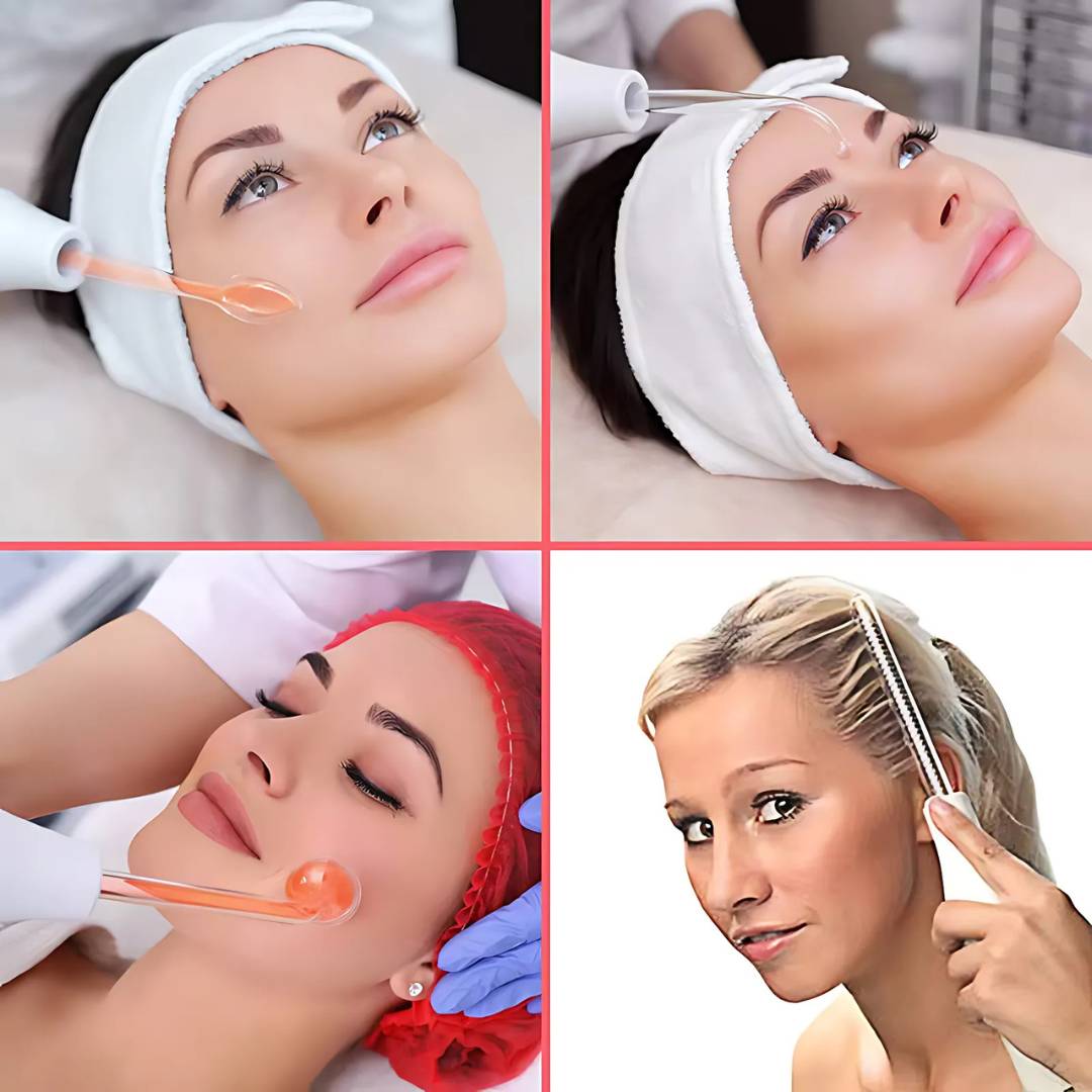 GlowVive Høyfrekvent D'arsonval Beauty Device | for Akne - Anti-Aging - Hudoppstramming - Hårvekst - Hodebunnspleie Luvikno