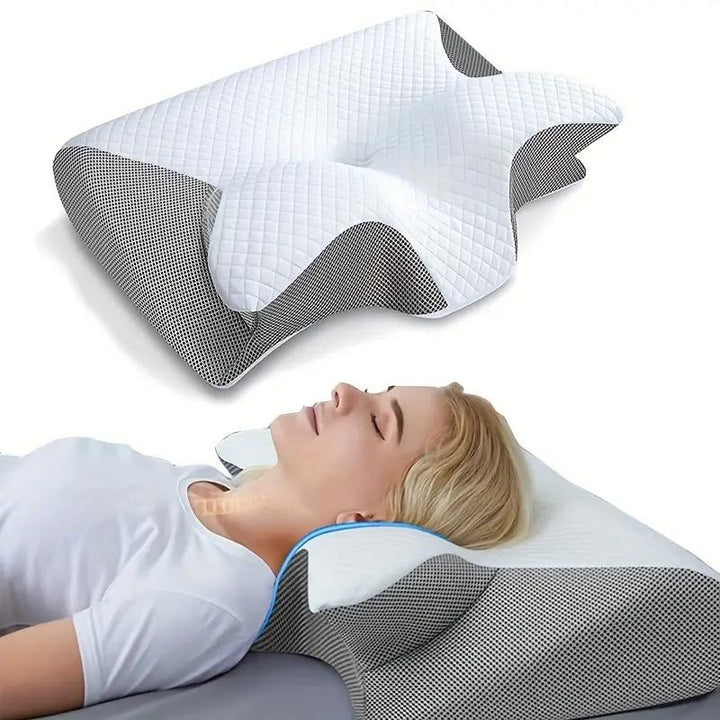 SleepEase Butterfly Minne Skumpute – Ergonomisk Støtte for Side- og Ryggsovere Luvikno