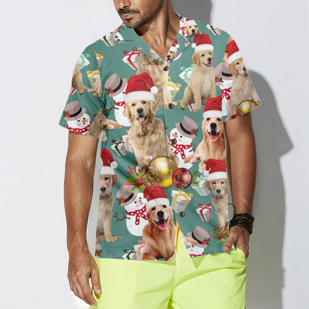 Luvik | Hawaii-skjorte Golden Retriever til Jul, Hawaii-skjorte Golden Retriever til hunden Jul, julegave til hundevenner