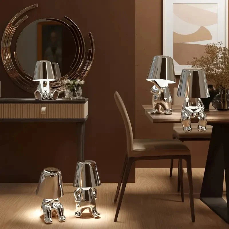 Moderne LED bordlampe i skulpturdesign – Dekorativ statuettlampe for stue | Luvikno