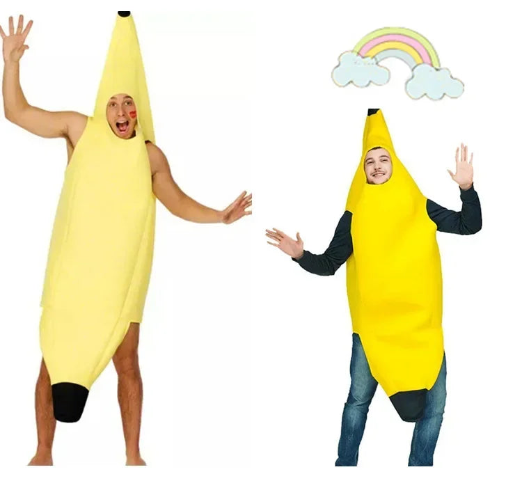 Gult banankostyme for menn – Morsom utstyr for karneval, Halloween og temafester | Luvikno