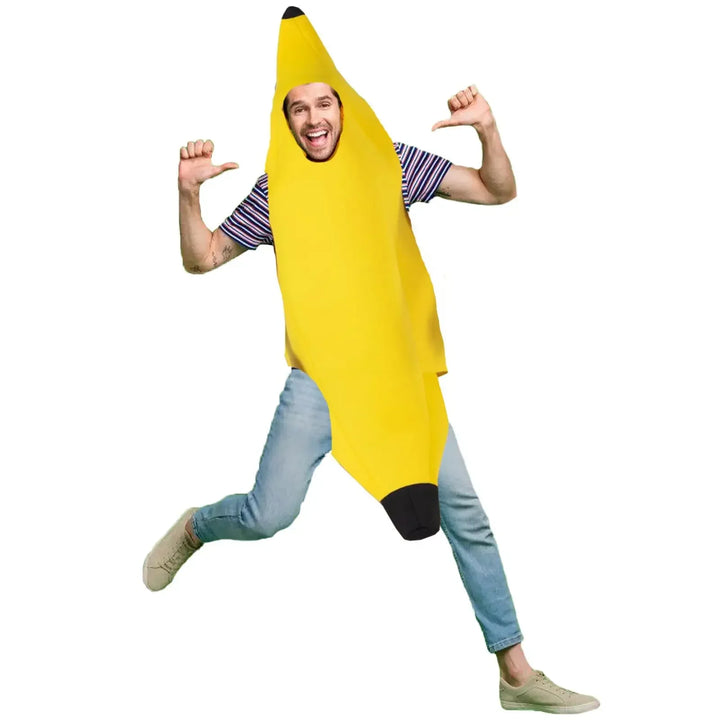 Gult banankostyme for menn – Morsom utstyr for karneval, Halloween og temafester | Luvikno