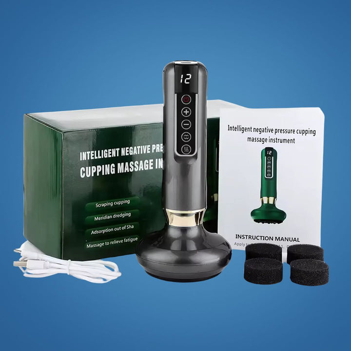 TheraPulse | Elektrisk cuppingmassasje – Vakuum Gua Sha, varmebehandling og justerbart sug for smertelindring og lymfatisk drenering Luvikno