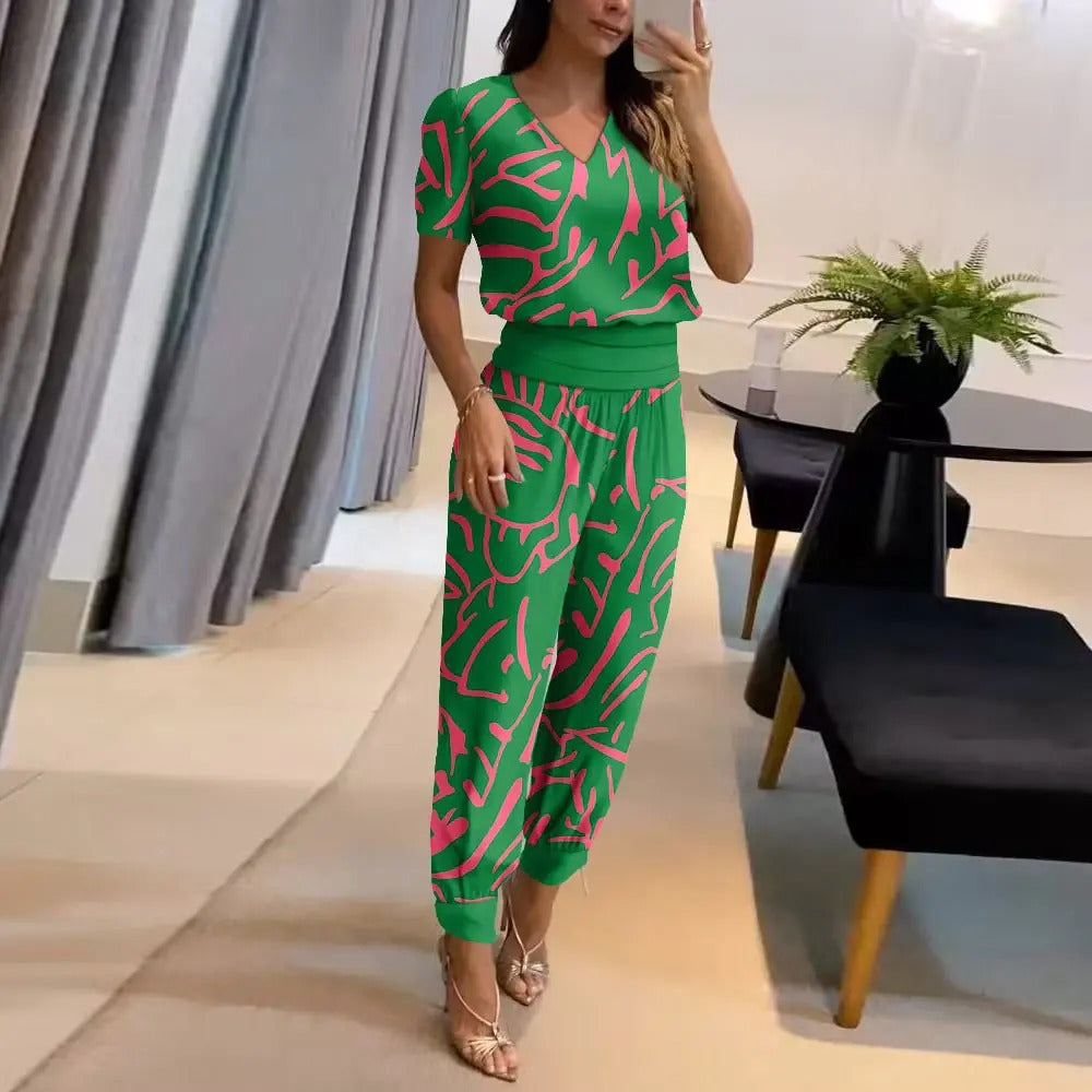 Luvik | Lyhythihainen V-pääntie jumpsuit naisille