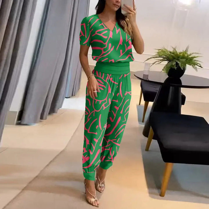 Luvik | Lyhythihainen V-pääntie jumpsuit naisille