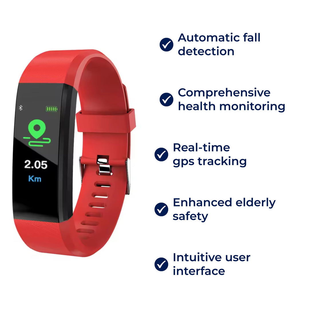GuardianTime | Smartklok for Seniorer – Fall Deteksjon – Helseovervåkning – GPS Tracker – Eldres Sikkerhet Luvikno
