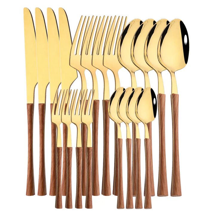 Luvikno | RusticDining | Rustfritt Stål Bestikk med Treskaft