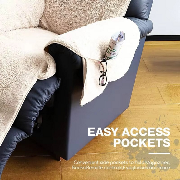 Plush Fleece Recliner og Lenestol Beskyttelsespad – Tjukk, Antiskli Møbelovertrekk Luvikno