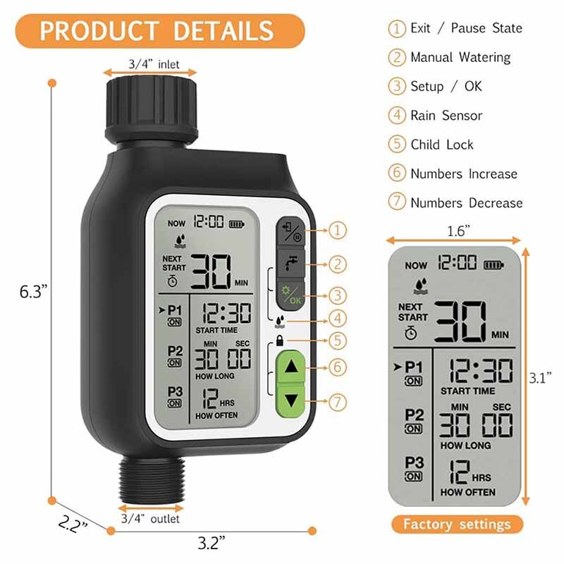 Automatisk Hage Vanning Timer Sensor | Luvikno