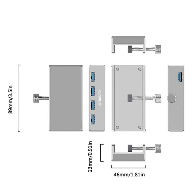 4 Port Klipp-Type USB 3.0 Aluminiums Hub | Luvikno