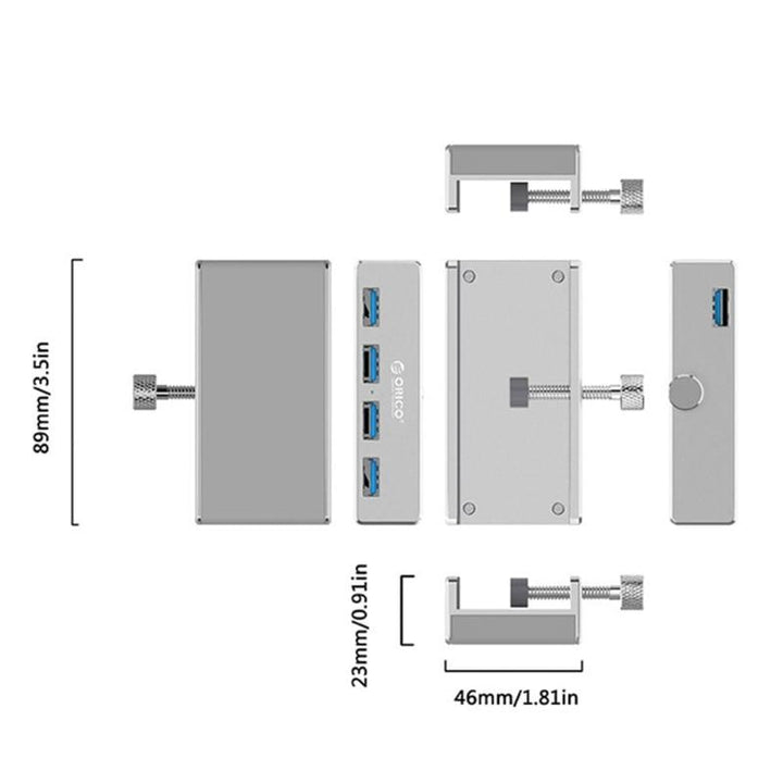 4 Port Klipp-Type USB 3.0 Aluminiums Hub | Luvikno