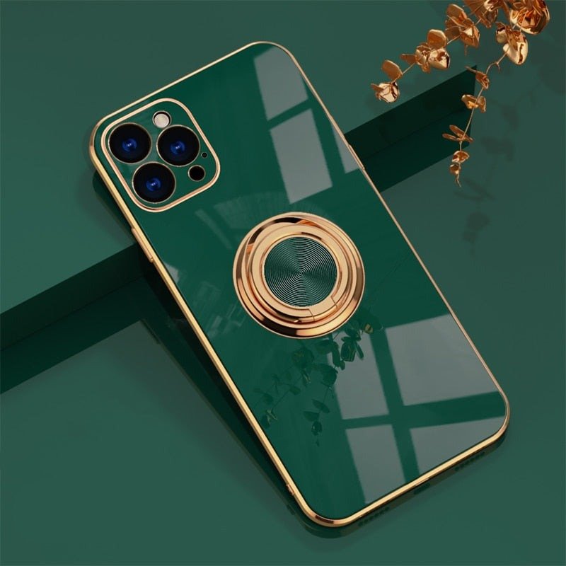 iPhone-deksel med metallstativ ring Luvikno