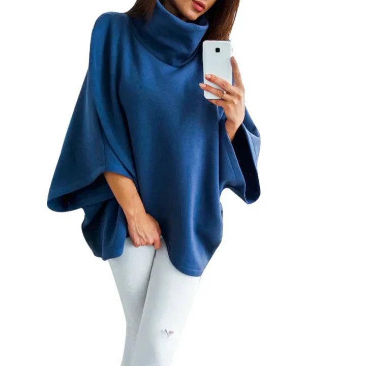 Luvik | Poncho Neule Rullakauluksella Naisille
