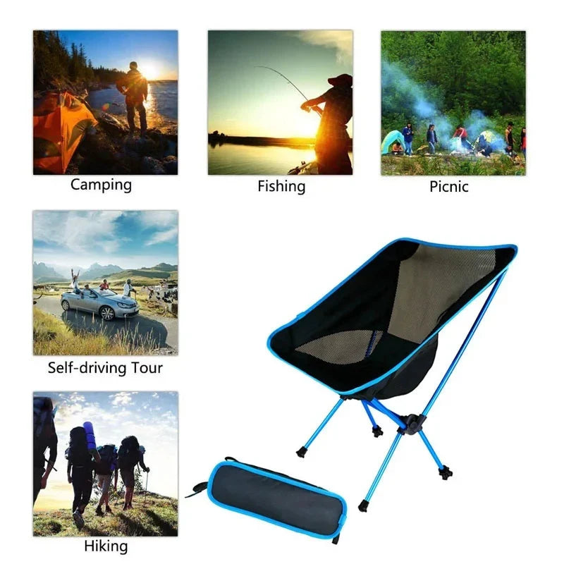 Luvikno | Campingstol & strandteppe sett Flexora | Ultralett & sammenleggbar | Inkluderer sandfri piknikmatte | For strand, fotturer & fiske