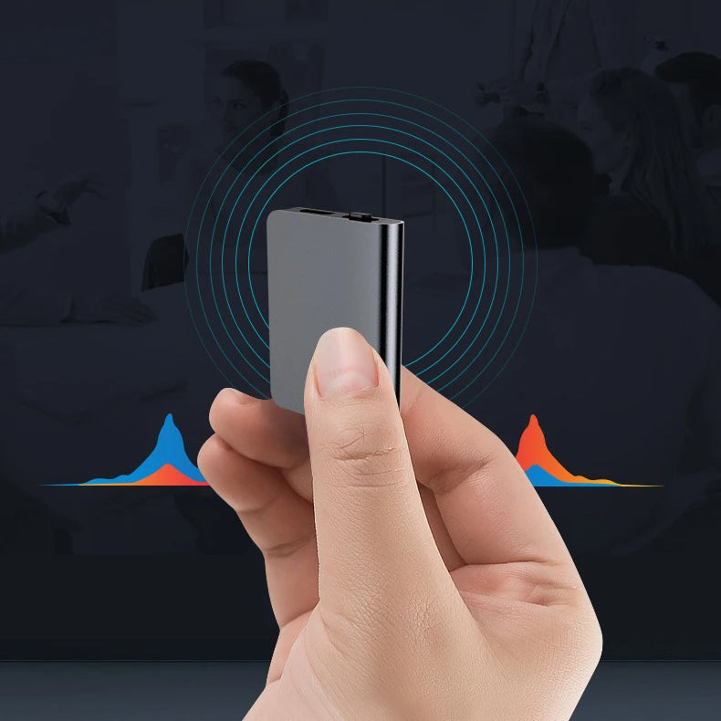 Luvikno | Mini Profesjonell Spion Mikrofondiktafon – Ultratynn Design, 50 Timer Batterilevetid, Høy Kvalitet Lyd for Diskré Lydopptak