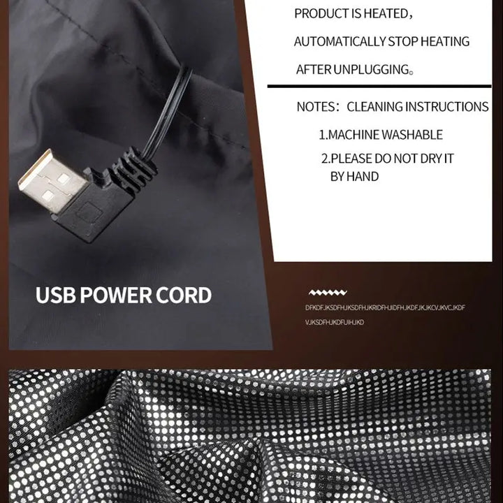 Oppvarmet jakke med 9 varmezoner | USB varmejakke for kvinner og menn | Grafen varme teknologi for utendørs, camping og sport | ThermoVenture Luvikno