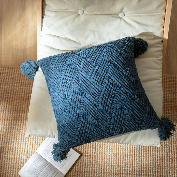 Luvikno | Chic Chenille Putetrekk med Nordiske Pom Poms - Luksus Komfort