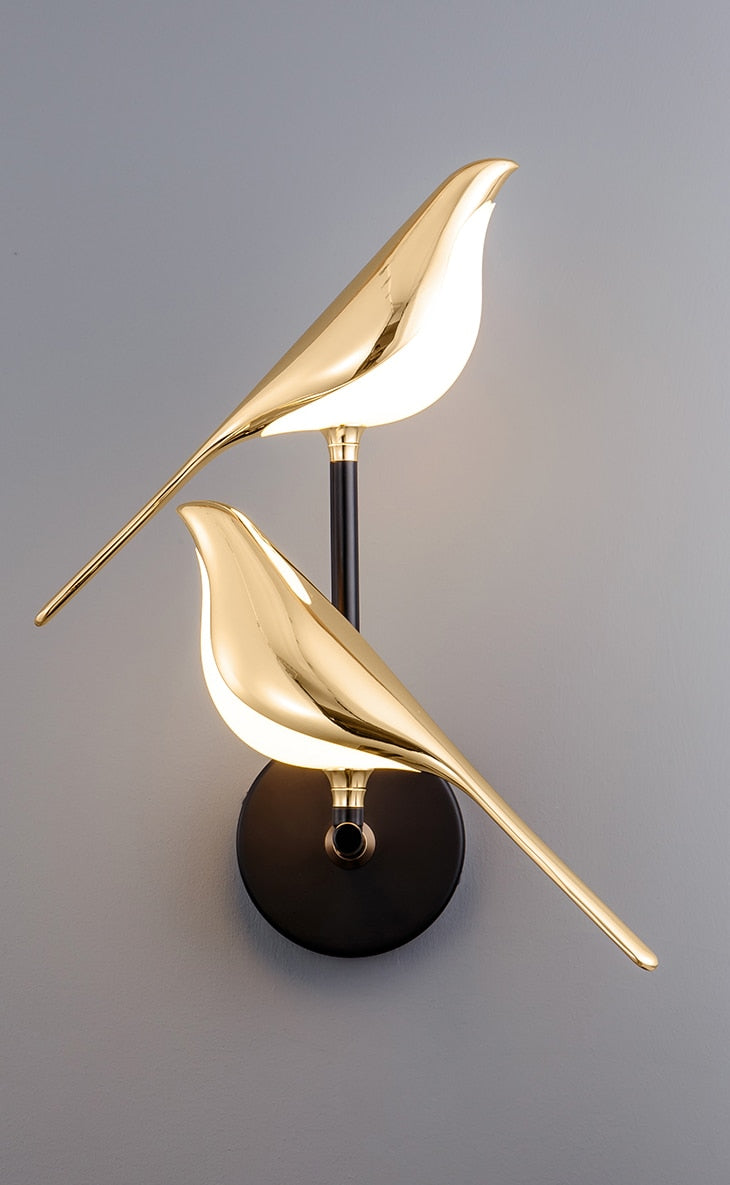 Moderne Fuglevegglampe Gull - Minimalistisk Vegglampe for Dekorativ Belysning | Luvikno