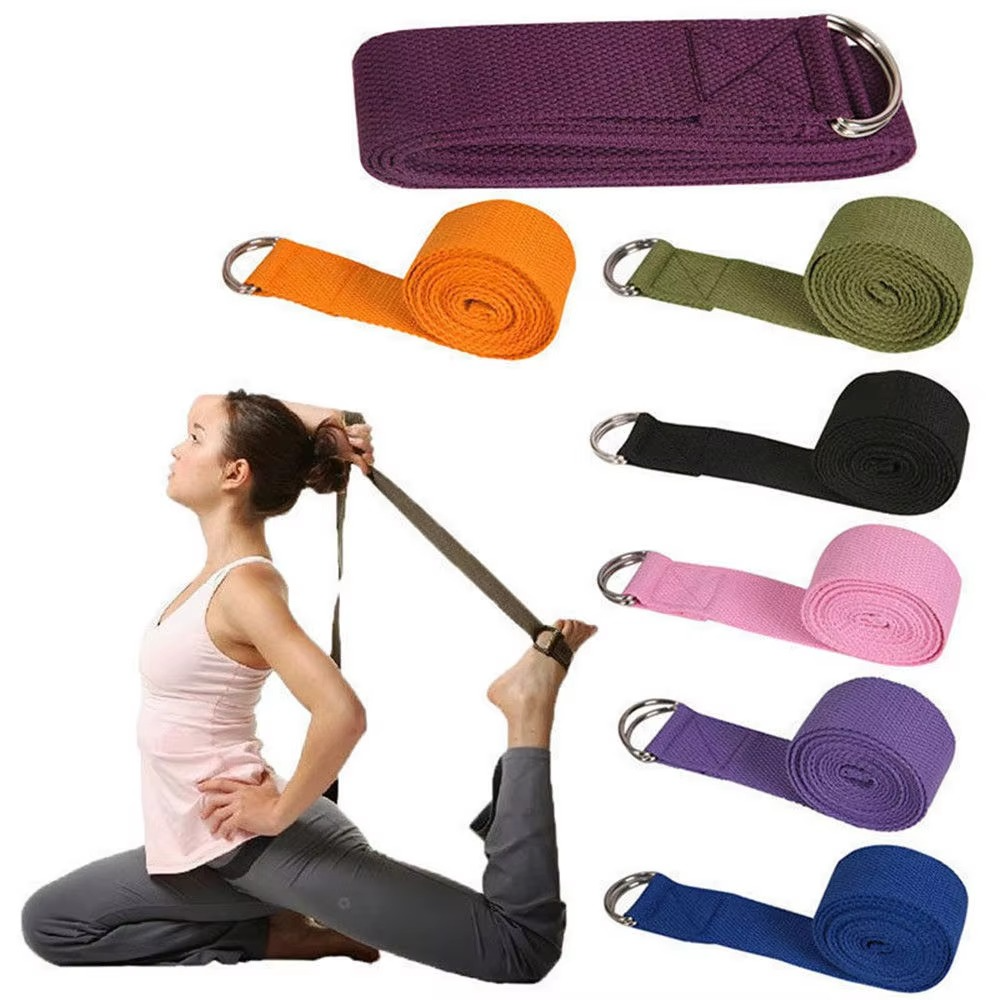 Premium bomull yoga stropp med justerbar D-ring spenne for stretching og pilates Luvikno