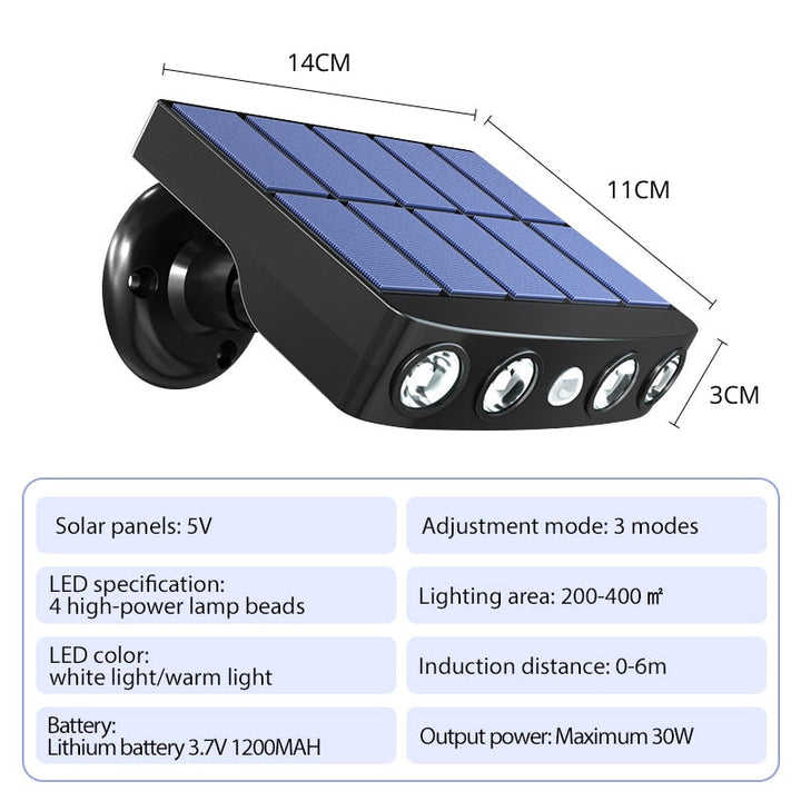 LED Solarlampe med bevegelsessensor for utendørs bruk | Luvikno