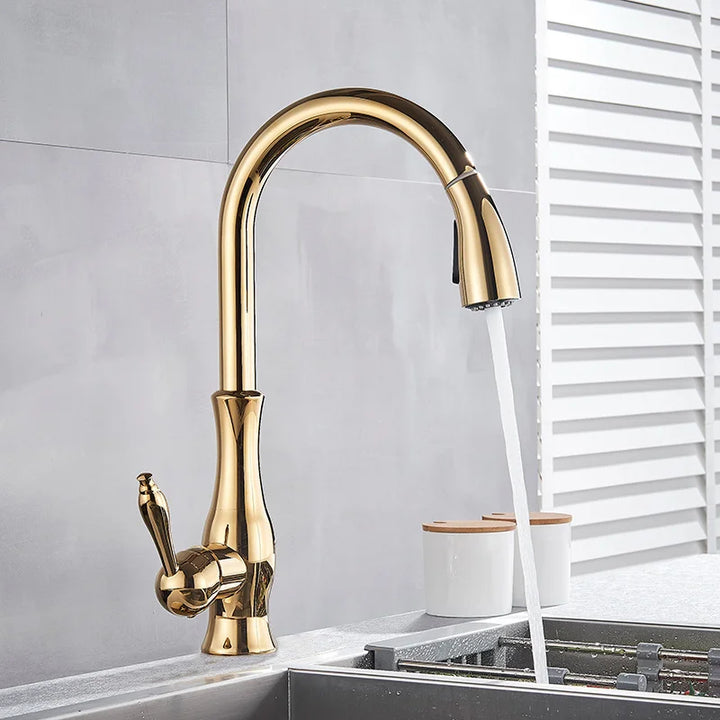 Luvikno | GlamFaucet Kjøkkenkran - Luksus Gylden Kjøkkenmikserkran