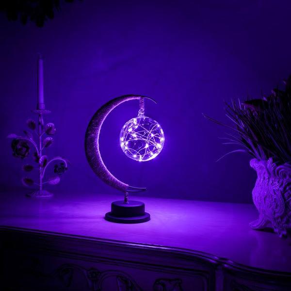 Luvikno | Celunara Moonlight Lampe Halvmåne Design | LED i 3 Farger | 26,5×17×10 cm | Trådløs med Batteridrift