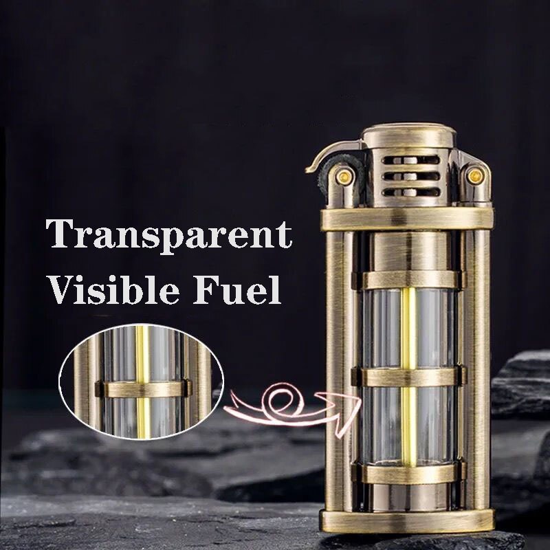 Transparent vindtett Metall Kerosene Flamme Fusjon Lighter | Luvikno
