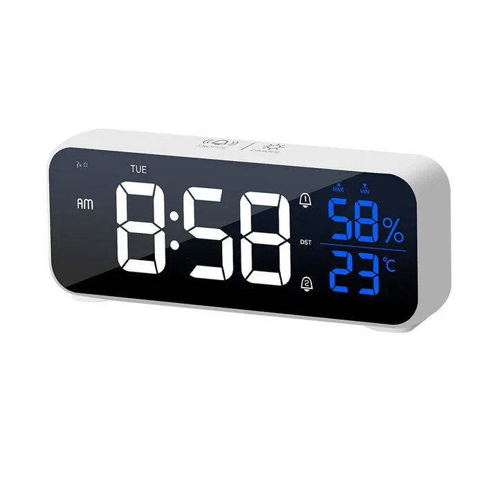 Flerbruks Musikalsk LED Bordklokke med Alarmfunksjon, Temperatur- og Fuktighetsdisplay – Digital Klokke for Kontor og Soverom | Luvikno