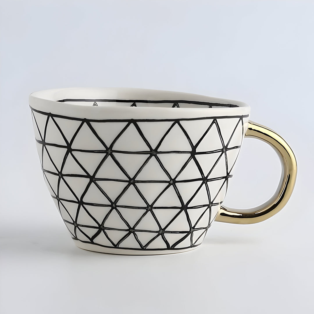Keramikkopp med geometrisk design – Stilig og moderne | Ideell for kaffe eller te | Luvikno