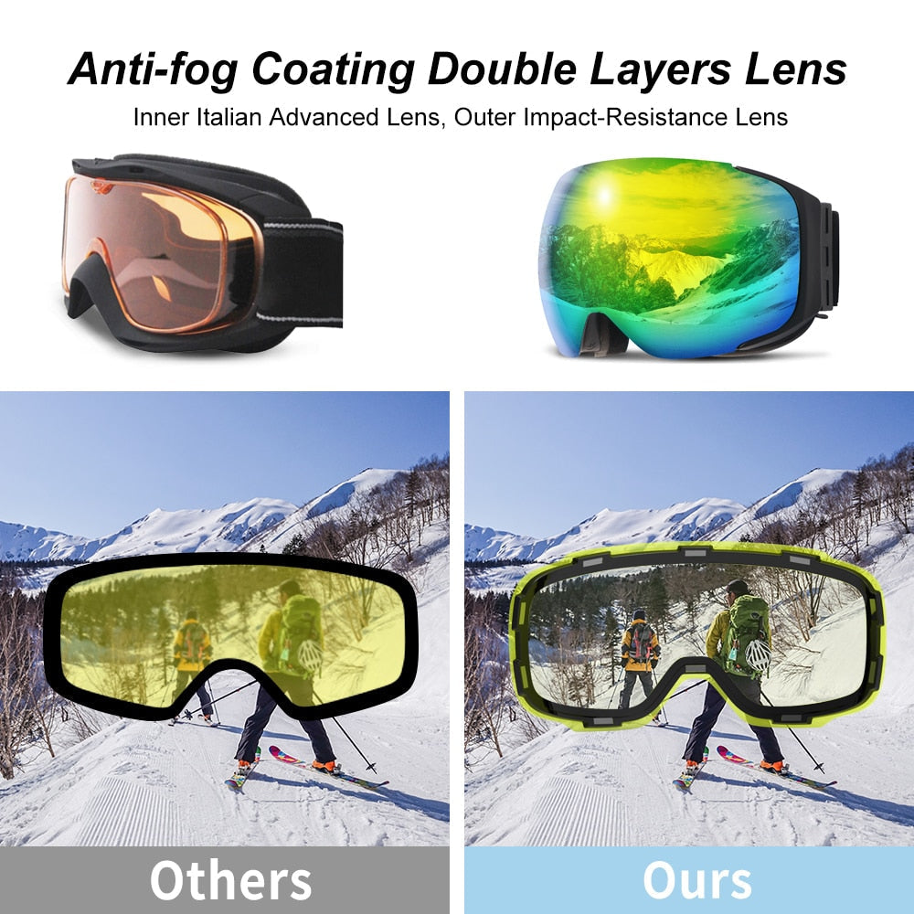 Magnetisk UV-beskyttelse anti-dugg ski goggles | Luvikno