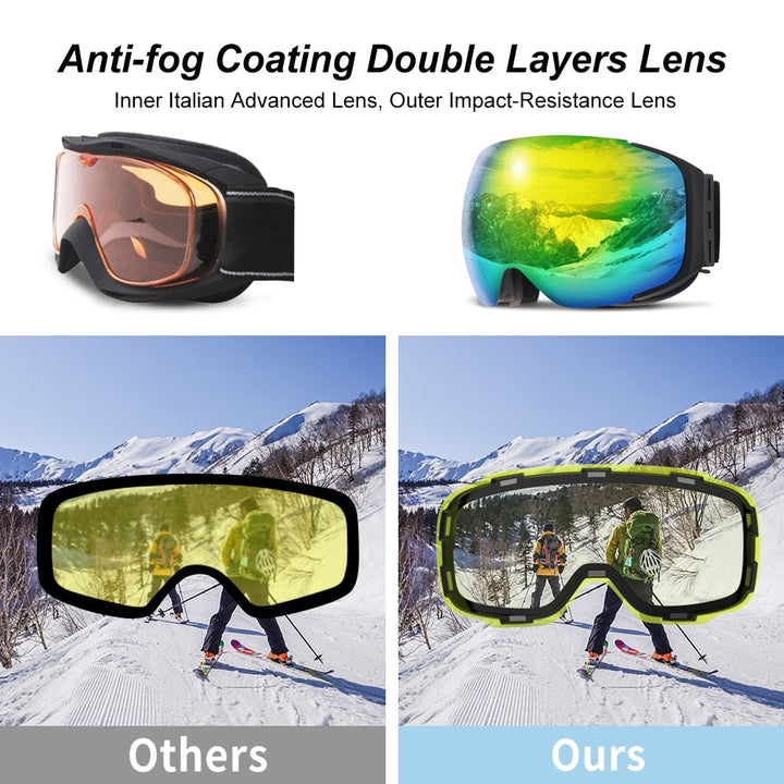 Magnetisk UV-beskyttelse anti-dugg ski goggles | Luvikno