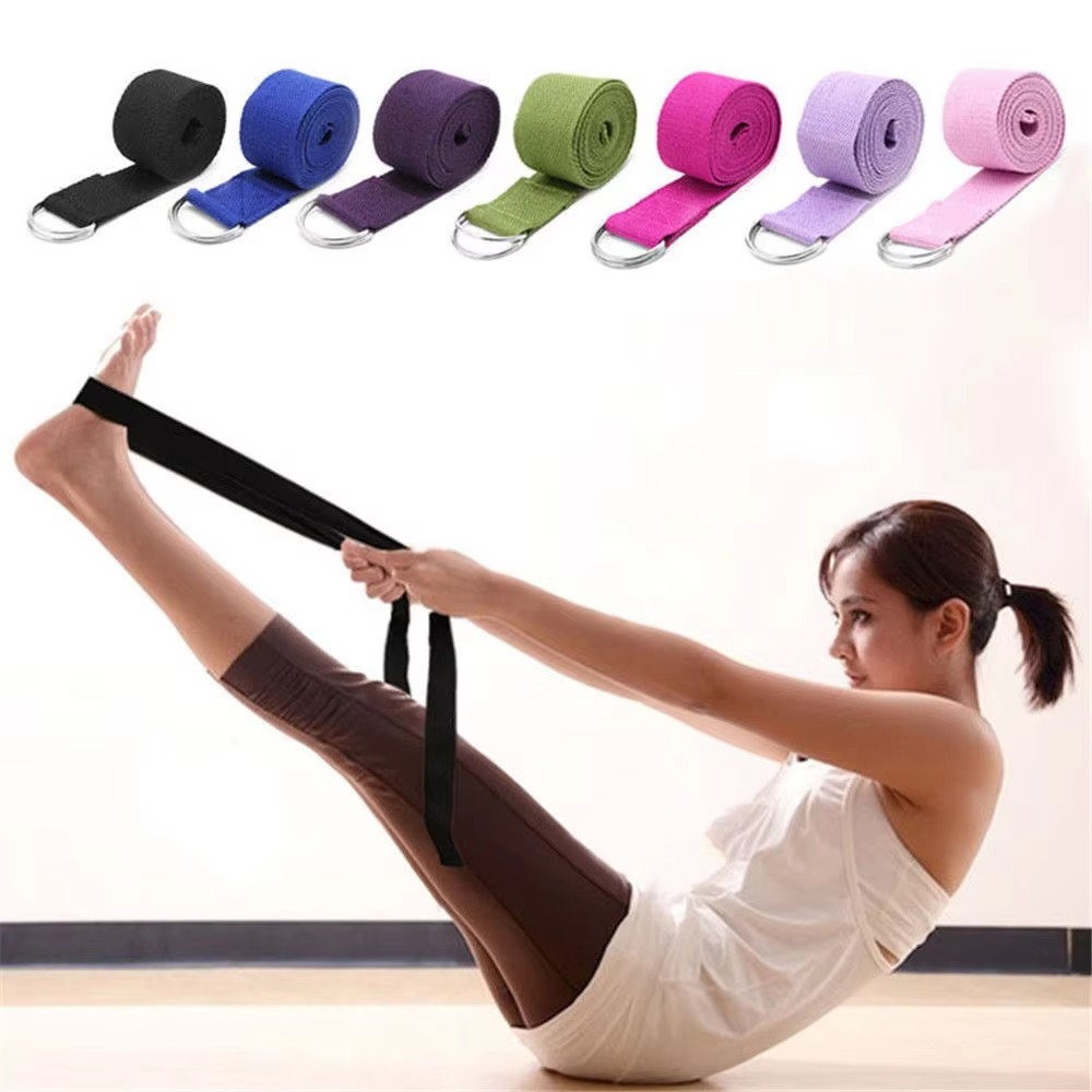 Premium bomull yoga stropp med justerbar D-ring spenne for stretching og pilates Luvikno