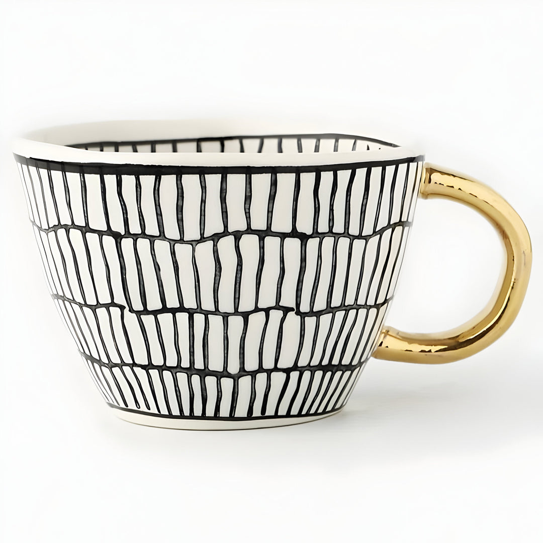 Keramikkopp med geometrisk design – Stilig og moderne | Ideell for kaffe eller te | Luvikno