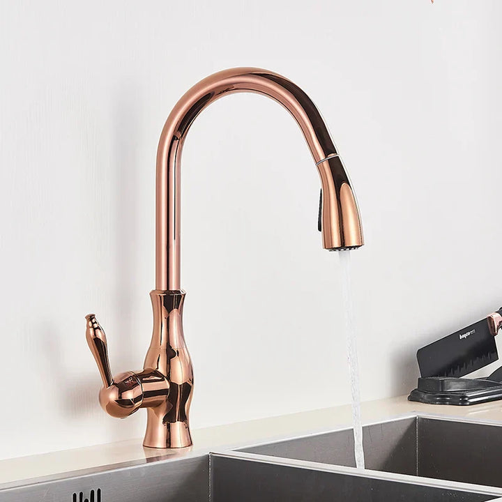 Luvikno | GlamFaucet Kjøkkenkran - Luksus Gylden Kjøkkenmikserkran