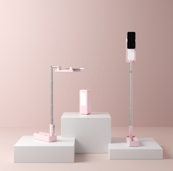 Justerbar 90 cm telefonstativ med 360° rotasjon, innebygd lys og trådløs fjernkontroll - perfekt for videografi, vlogging eller direktesending Luvikno