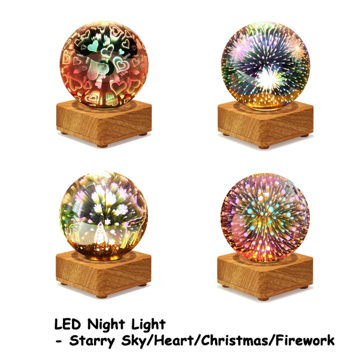 LumiNova 3D Nattlys | Fargeforandrende Stjernehimmel Lampe | USB LED Dekorativ Lys | For Soverom & Gaveideer Luvikno