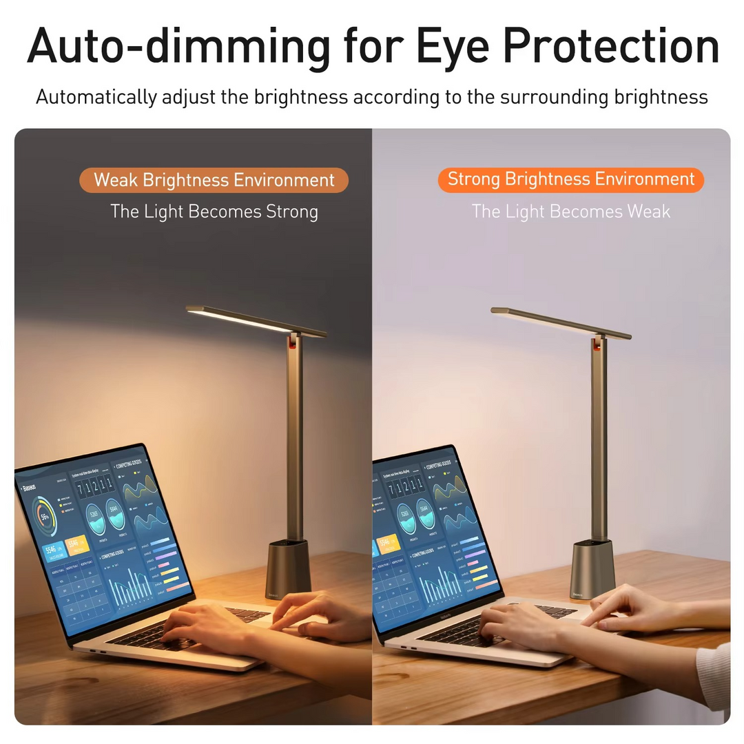 Dimmbar LED Skrivebordlampe med Øyebeskyttelse, Justerbar Lysstyrke og Sammenleggbar Design Luvikno