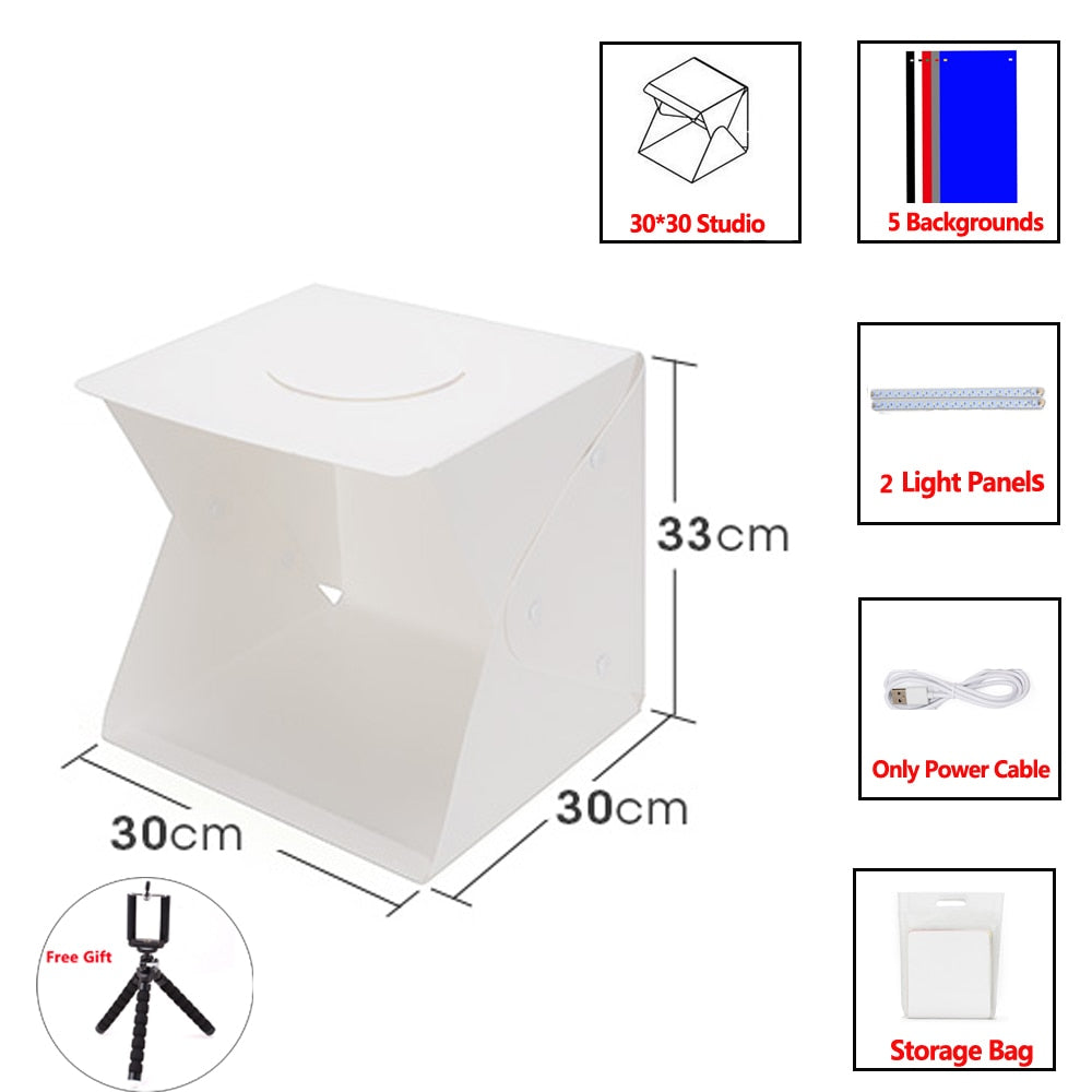 Mini Fotostudio - Sammenleggbart Lightbox med LED | Luvikno